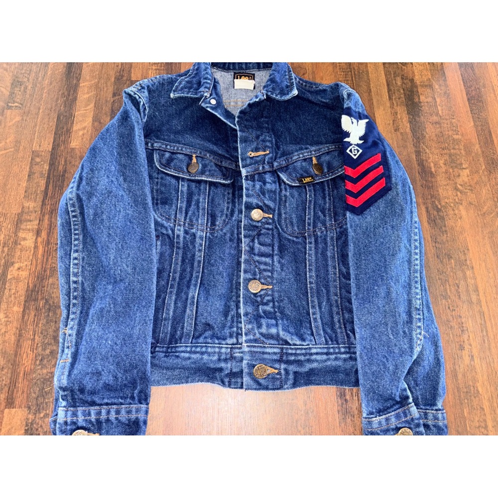 Vintage Lee Riders Denim Jacket Kids‎ Size 12 Blue Trucker Military Patch Patch